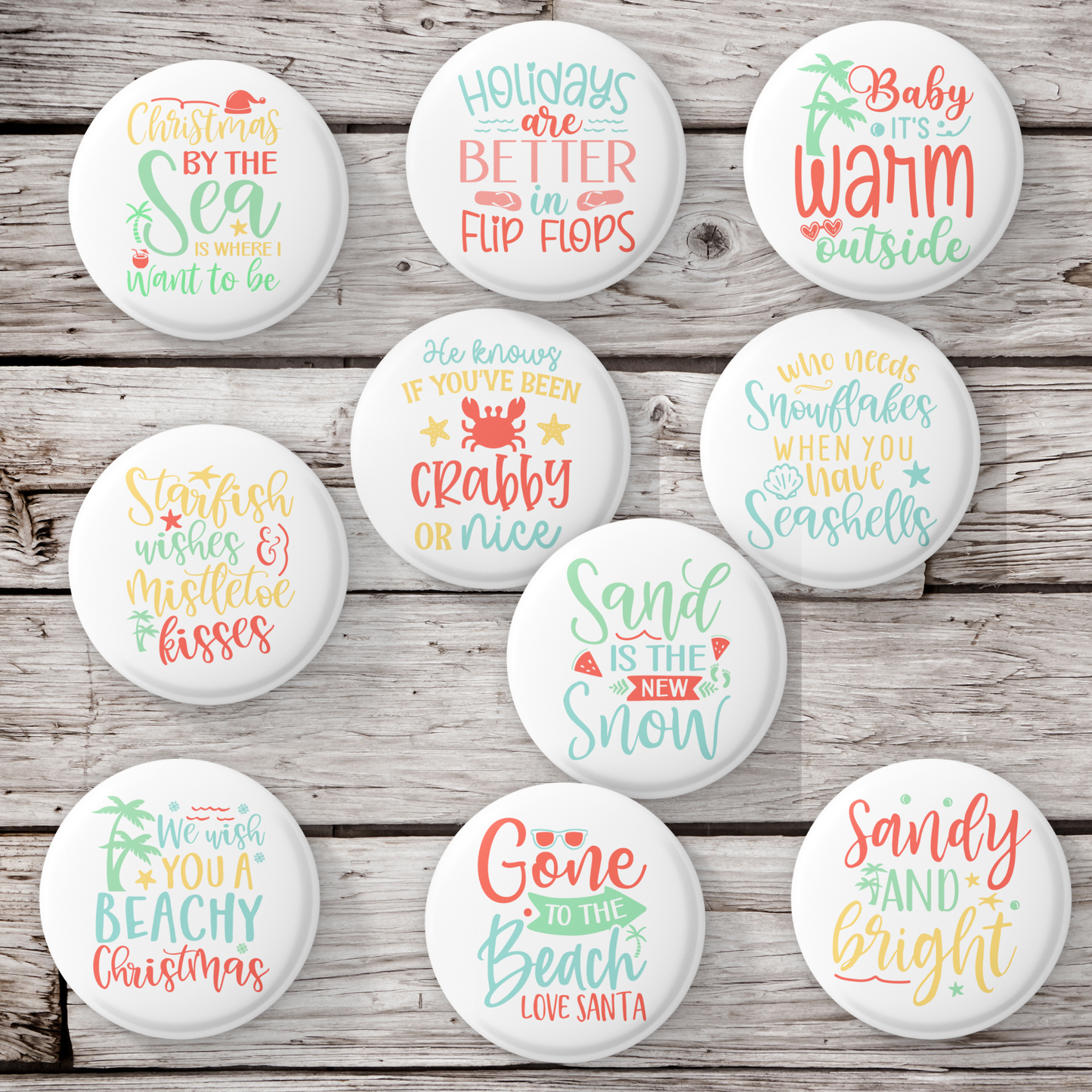 Costal Beach Christmas Pins Mix