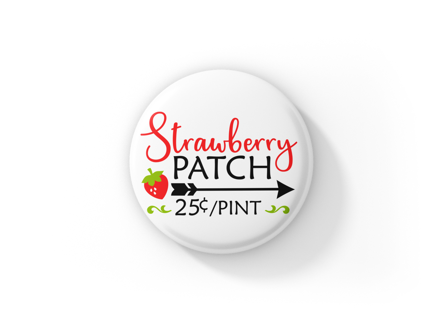 Strawberry Patch Pin Back Button, Magnet, Keychain
