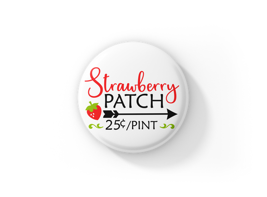 Strawberry Patch Pin Back Button, Magnet, Keychain