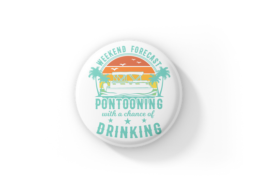 Pontoon Boat Pin Back Button, Magnet, Keychain