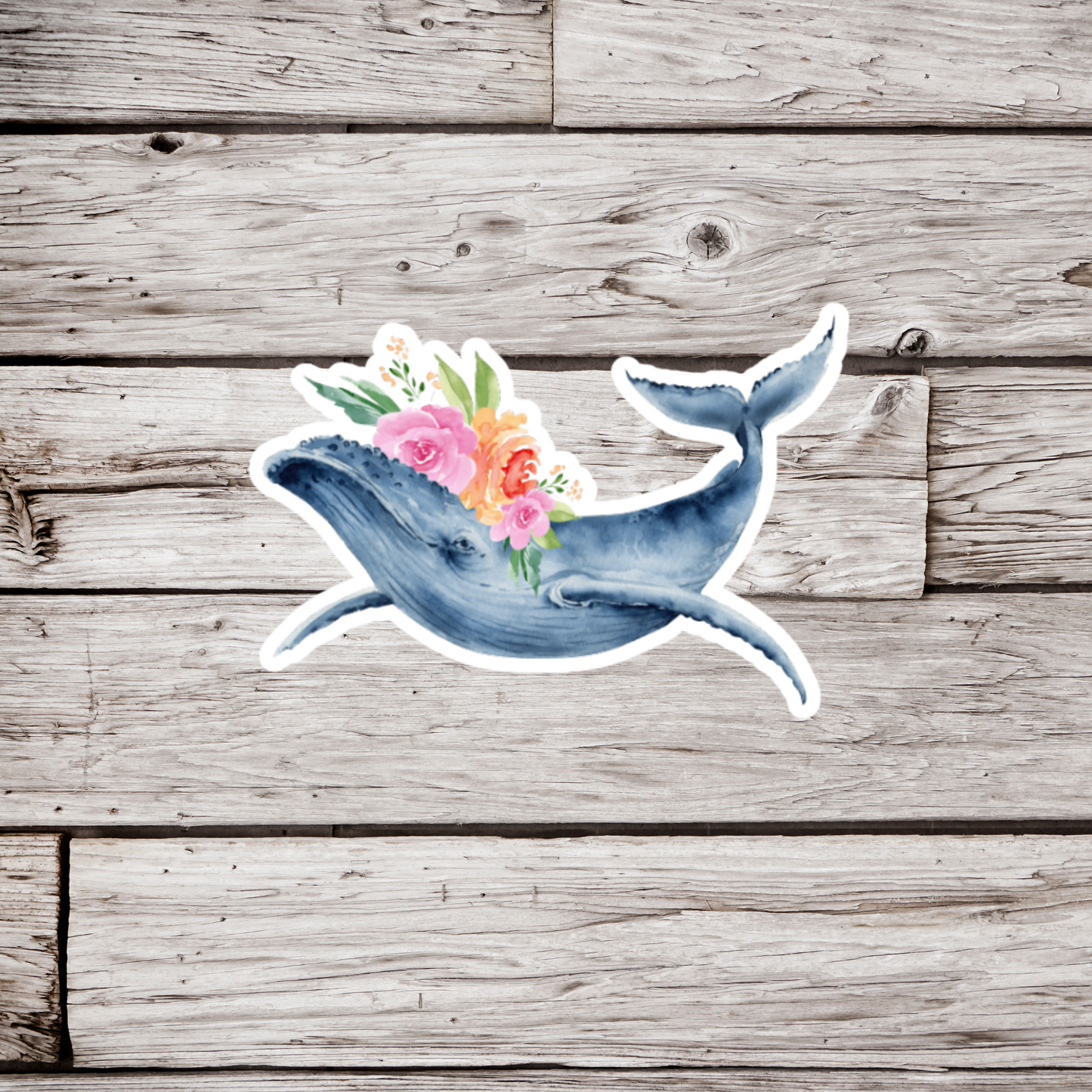 Floral Whale Sticker