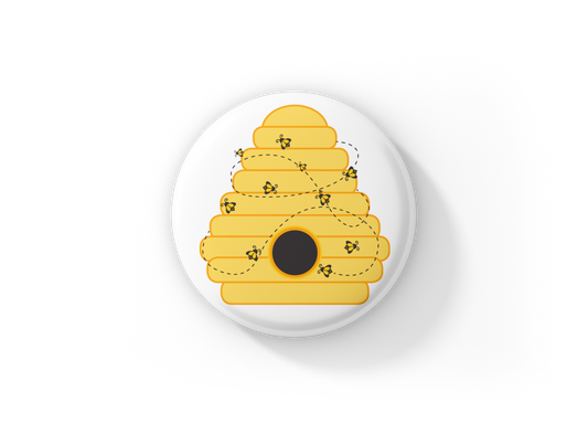 Bee Hive Pin Back Button, Magnet, Keychain
