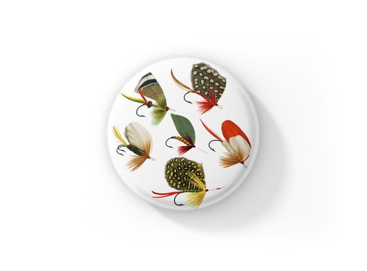 Fly Fishing Hook Pin Back Button, Magnet, Keychain
