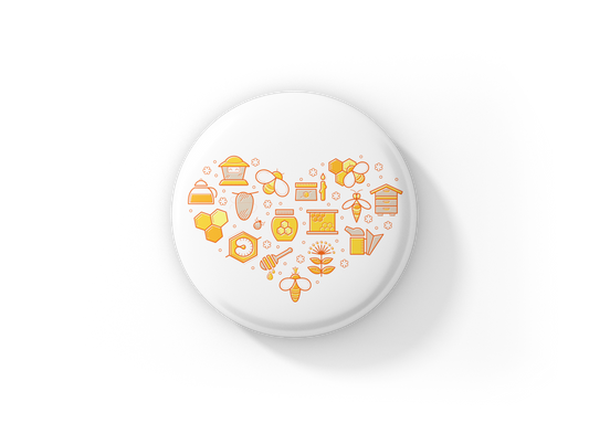 Honey Heart Pin Back Button, Magnet, Keychain