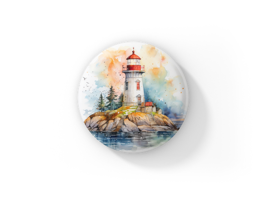 Lighthouse 3 Pin Back Button, Magnet, Keychain
