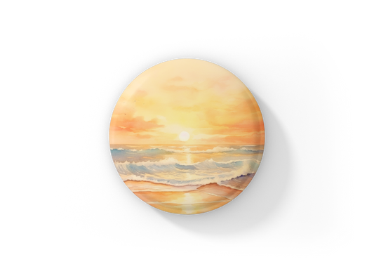 Beach Landscape 3 Pin Back Button, Magnet, Keychain