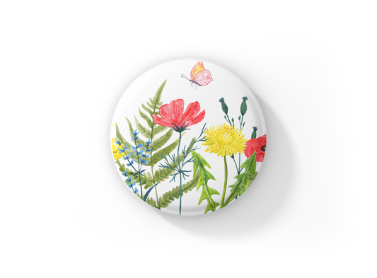 Wildflowers Pin Back Button, Magnet, Keychain