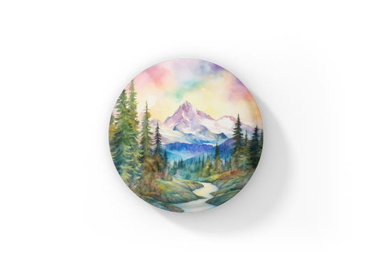Mountain Forest 3 Pin Back Button, Magnet, Keychain