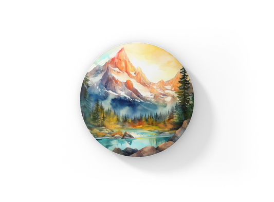 Mountain Forest 1 Pin Back Button, Magnet, Keychain