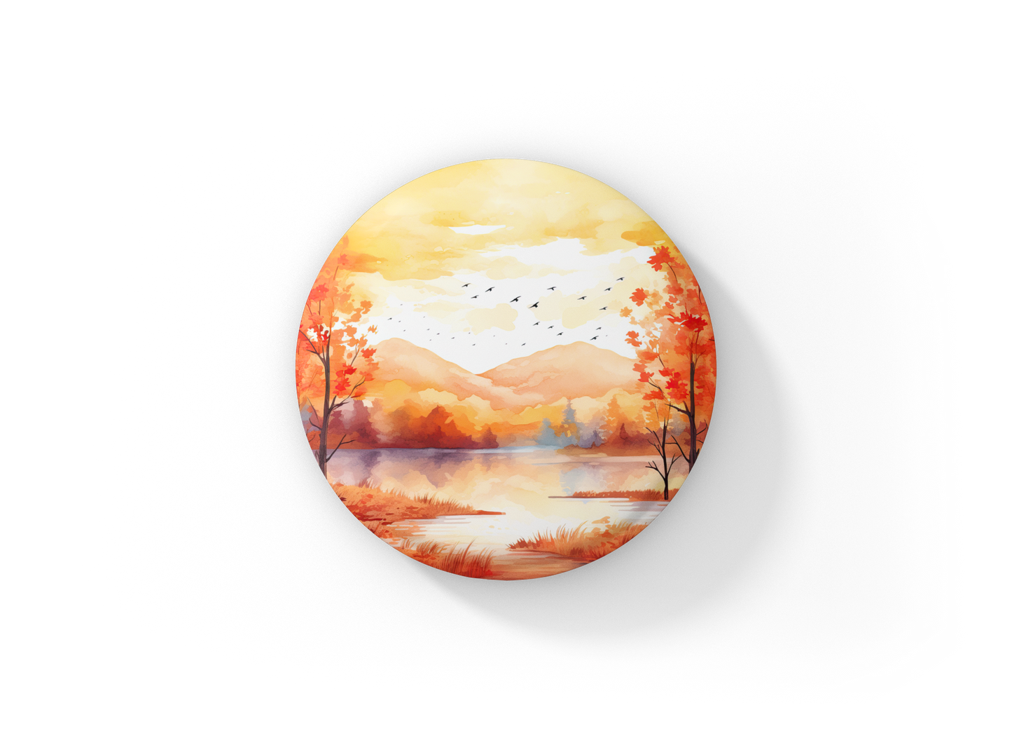 Autumn Landscape Pin Back Button, Magnet, Keychain