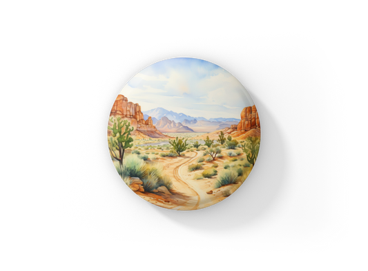 Desert Landscape 2 Pin Back Button, Magnet, Keychain