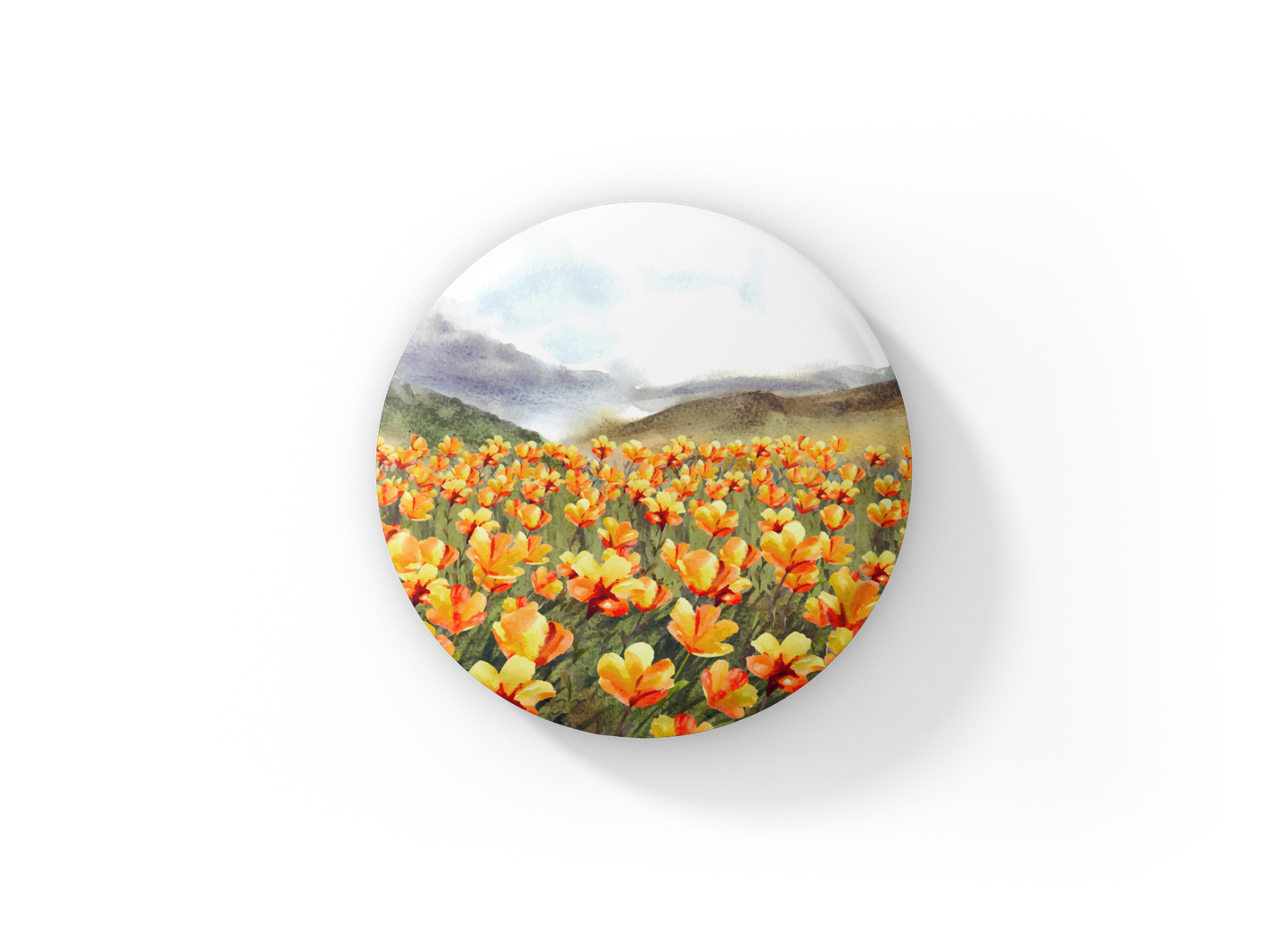 Wildflower Field 6 Pin Pin Back Button, Magnet, Keychain