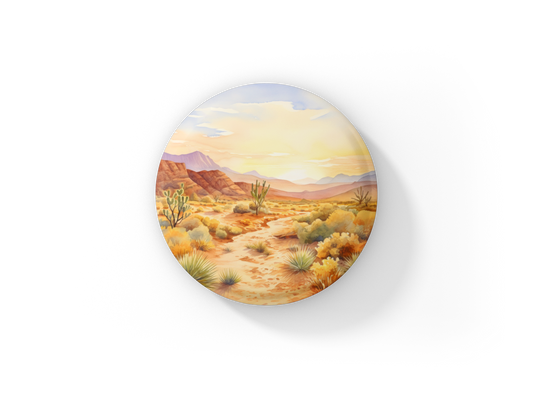 Desert Landscape 4 Pin Back Button, Magnet, Keychain