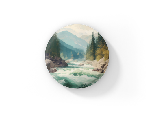 Rushing Water River 6 Pin Back Button, Magnet, Keychain