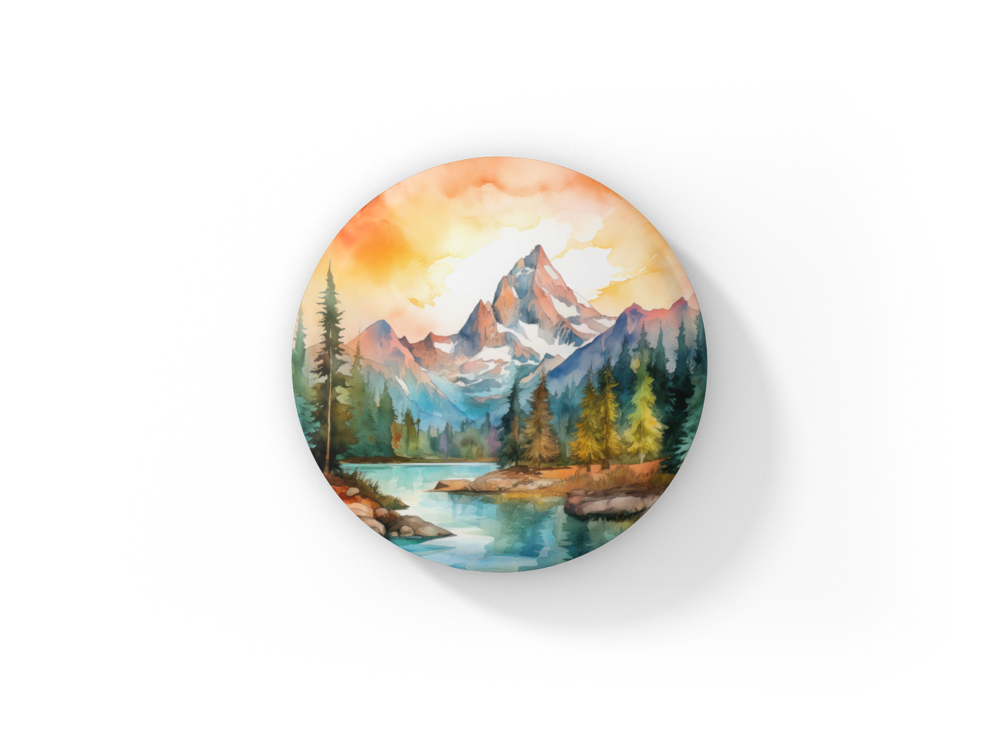Mountain Forest 4 Pin Back Button, Magnet, Keychain