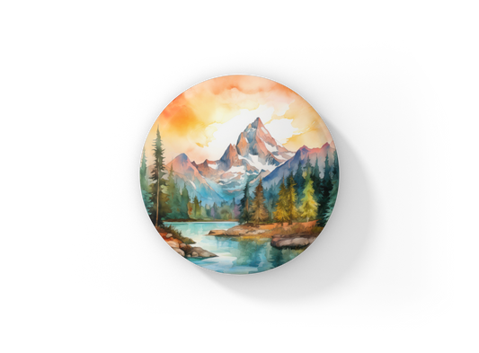 Mountain Forest 4 Pin Back Button, Magnet, Keychain
