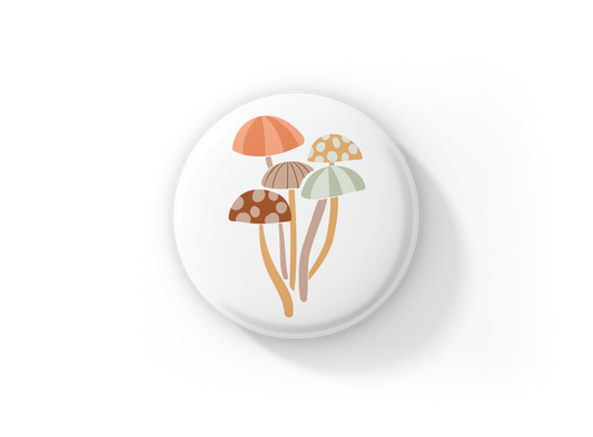 Mushrooms Pin Back Button, Magnet, Keychain
