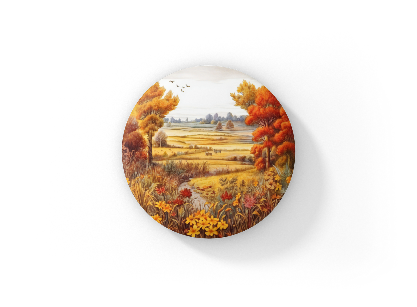 Autumn Fields Pin Back Button, Magnet, Keychain
