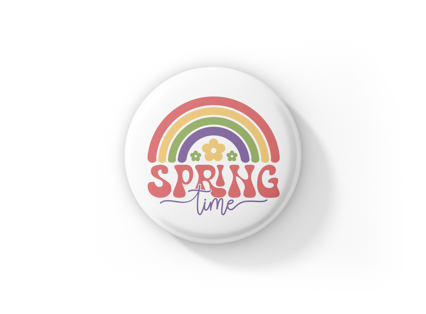 Spring Time Rainbow Pin Back Button, Magnet, Keychain