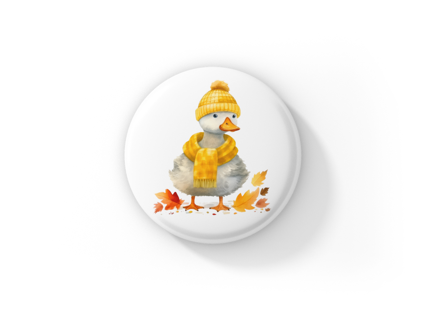 Autumn Duck Pin Back Button, Magnet, Keychain