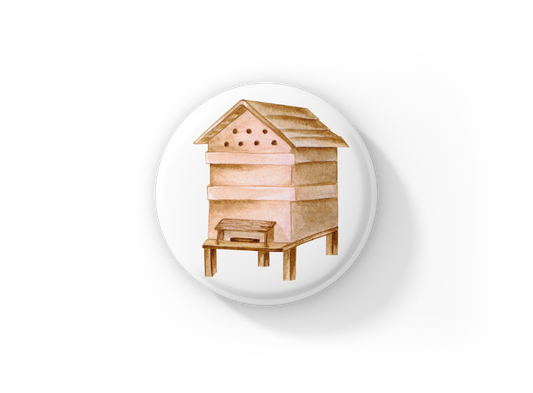 Bee Hive Pin Back Button, Magnet, Keychain