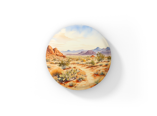 Desert Landscape 3 Pin Back Button, Magnet, Keychain