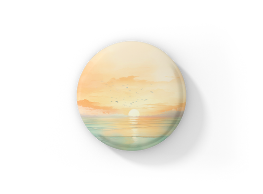 Beach Landscape 8 Pin Back Button, Magnet, Keychain