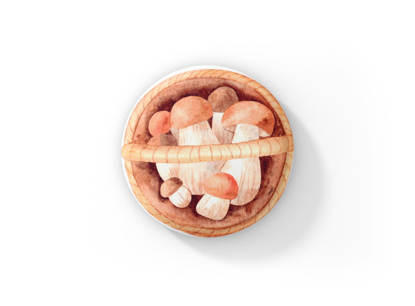Mushroom Basket Pin Back Button, Magnet, Keychain