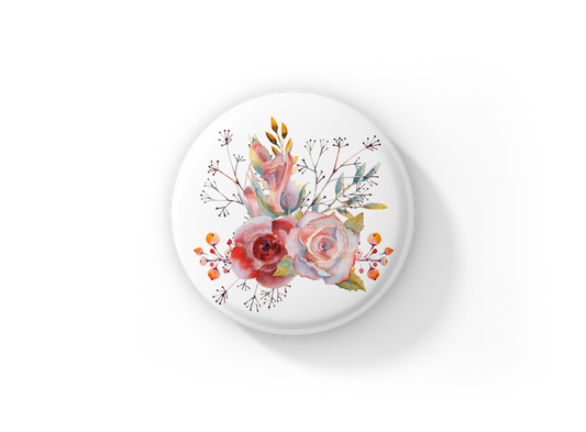Flower Pin Back Button, Magnet, Keychain