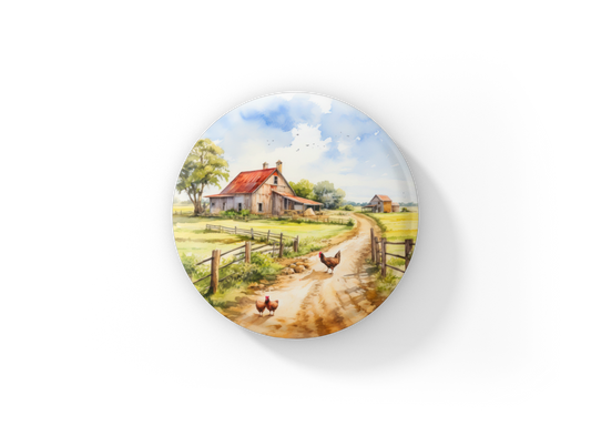 Farm Landscape 5 Pin Back Button, Magnet, Keychain