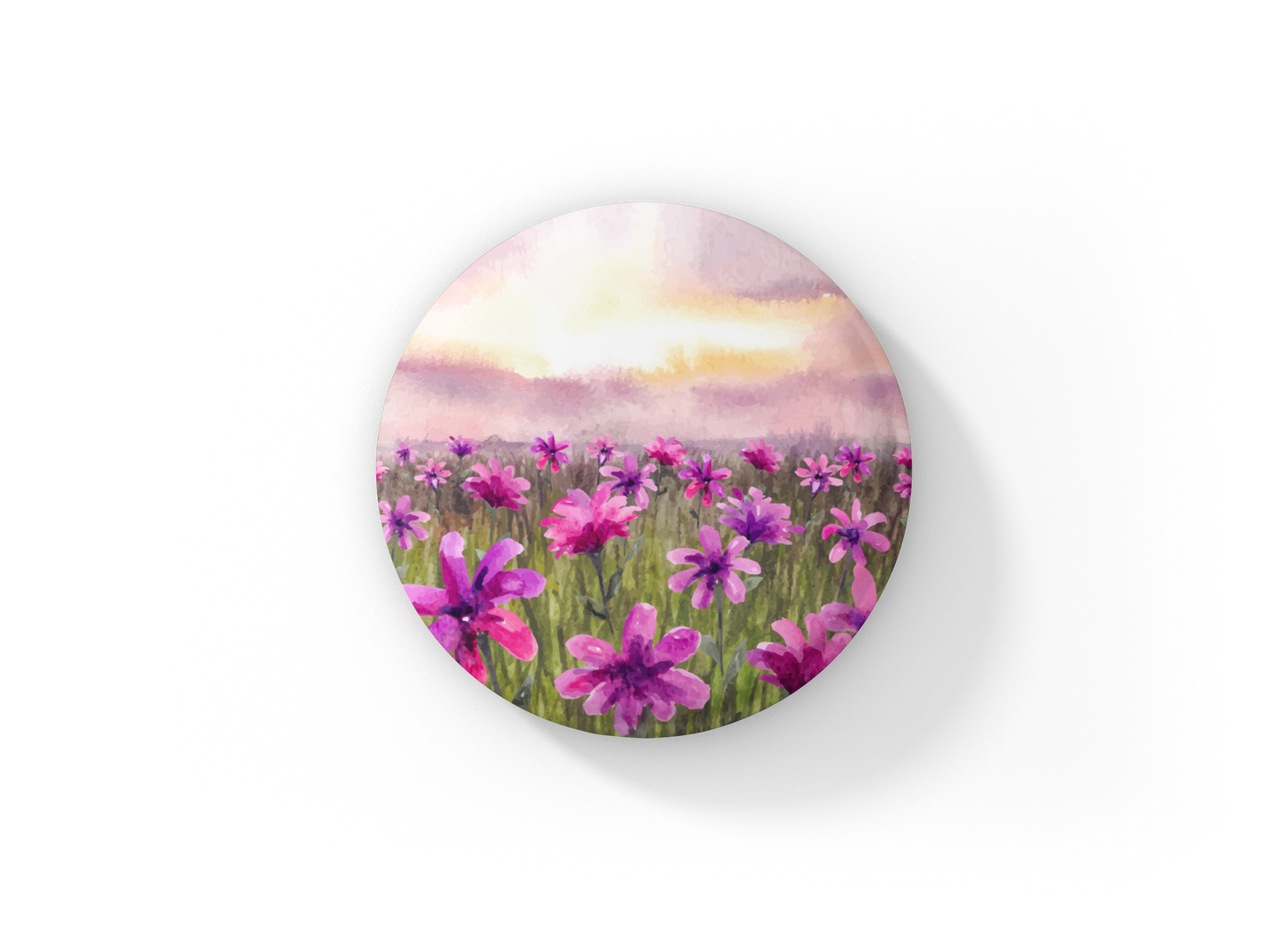 Wildflower Field 3 Pin Pin Back Button, Magnet, Keychain