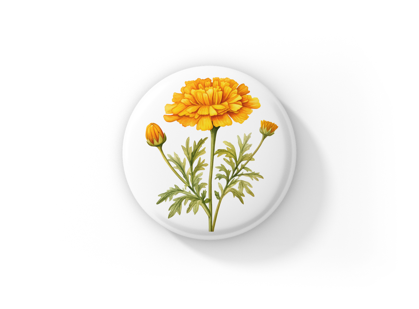 Marigold 3 Pin Pin Back Button, Magnet, Keychain