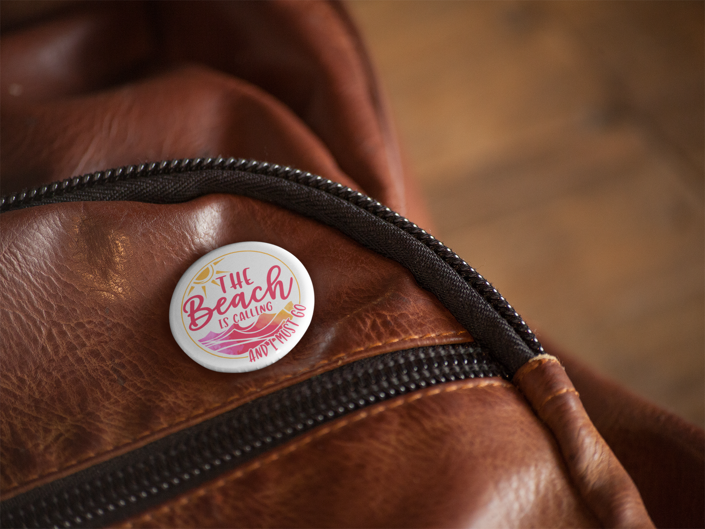 The Beach Is Calling Pin Back Button, Magnet, Keychain