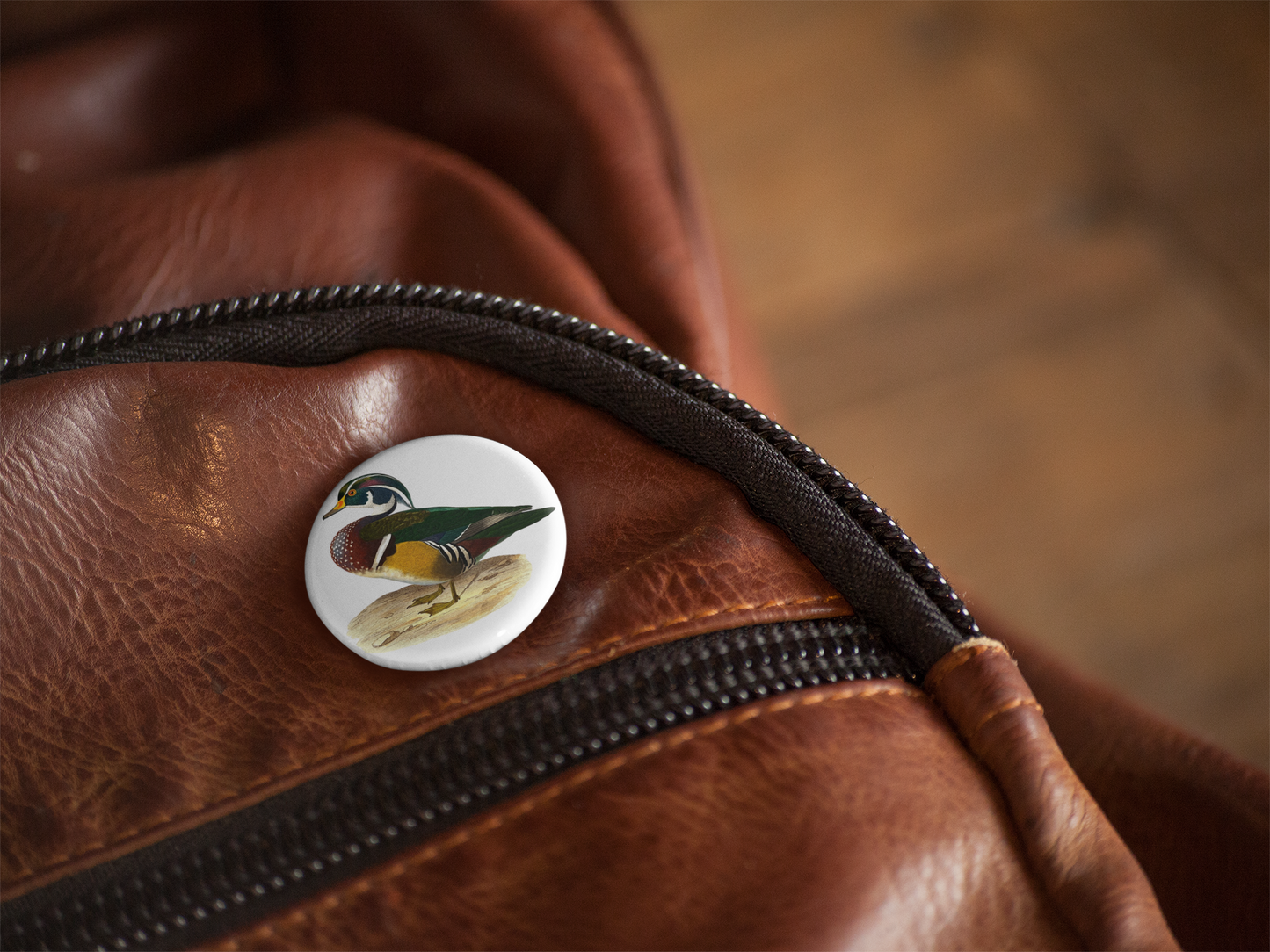 Wood Duck Pin Back Button, Magnet, Keychain