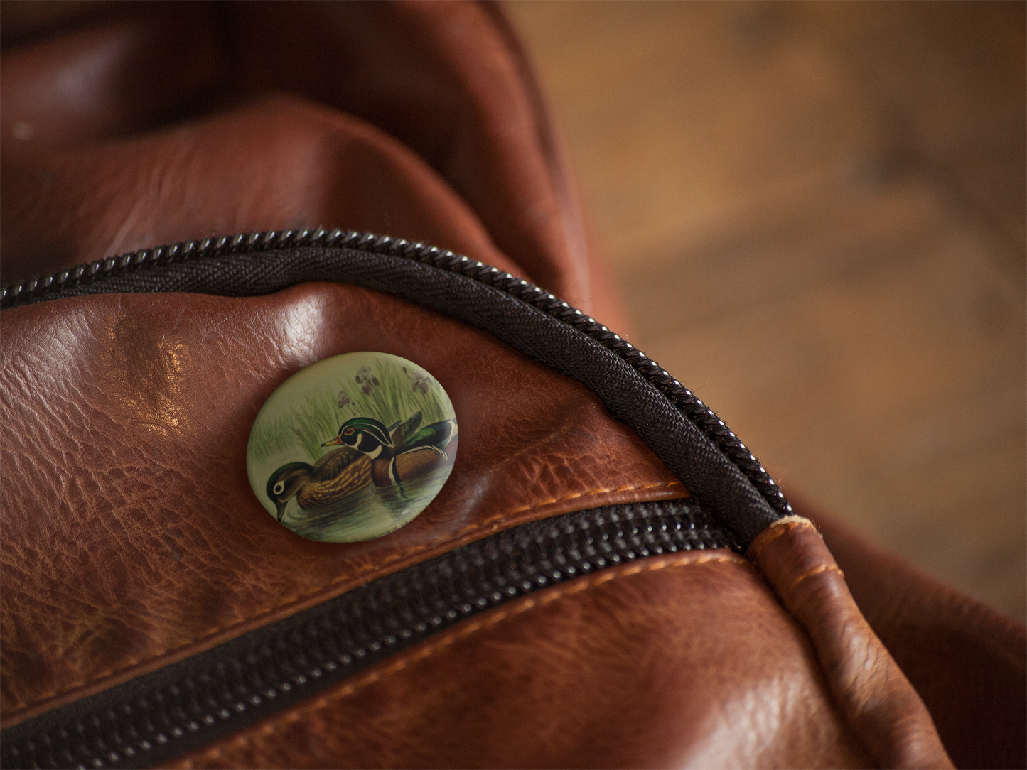 Wood Duck Pin Back Button, Magnet, Keychain
