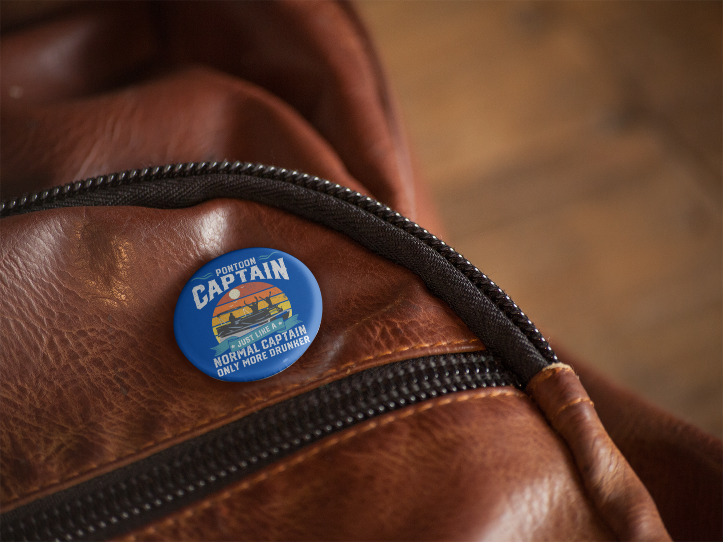 Pontoon Captain Pin Back Button, Magnet, Keychain