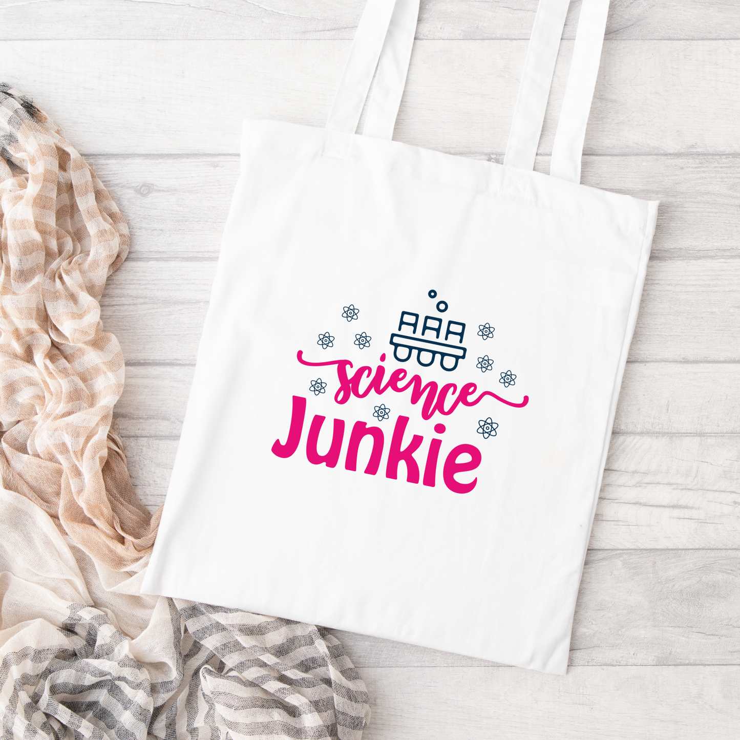 Science Junkie Tote Bag, Reusable Canvas Tote, Science Tote Bag