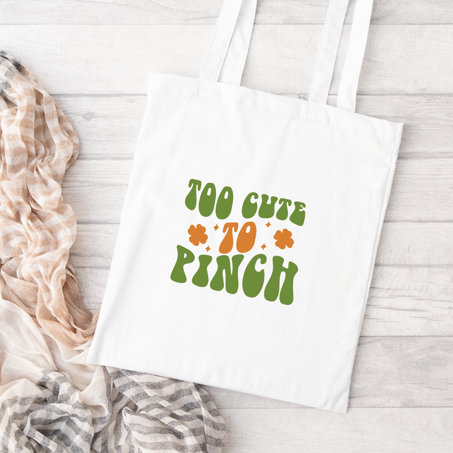 Too Cute To Pinch Tote Bag, Reusable Tote Bag, St Patricks Day Tote Bag