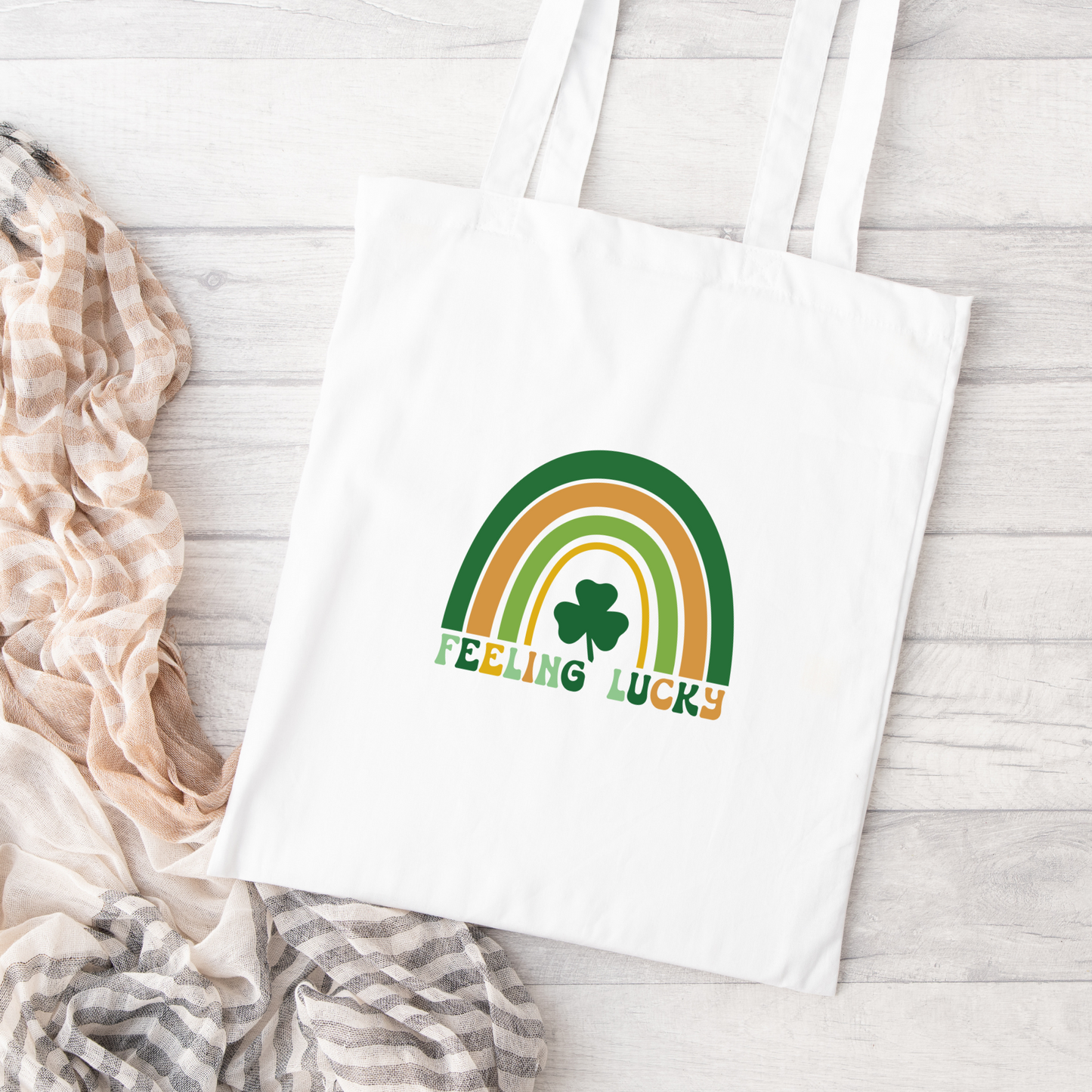 Feeling Lucky Rainbow Tote Bag, Reusable Tote Bag, St Patricks Day Tote Bag