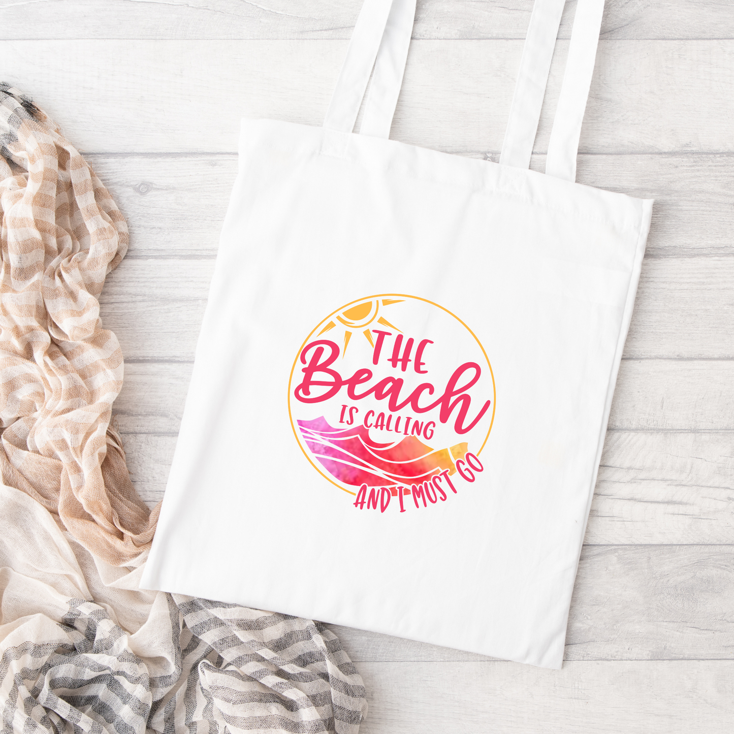 The Beach Is Calling And I Must Go Canvas Tote Bag, Reusable Canvas Tote, Beach Tote Bag, Ocean Tote Bag