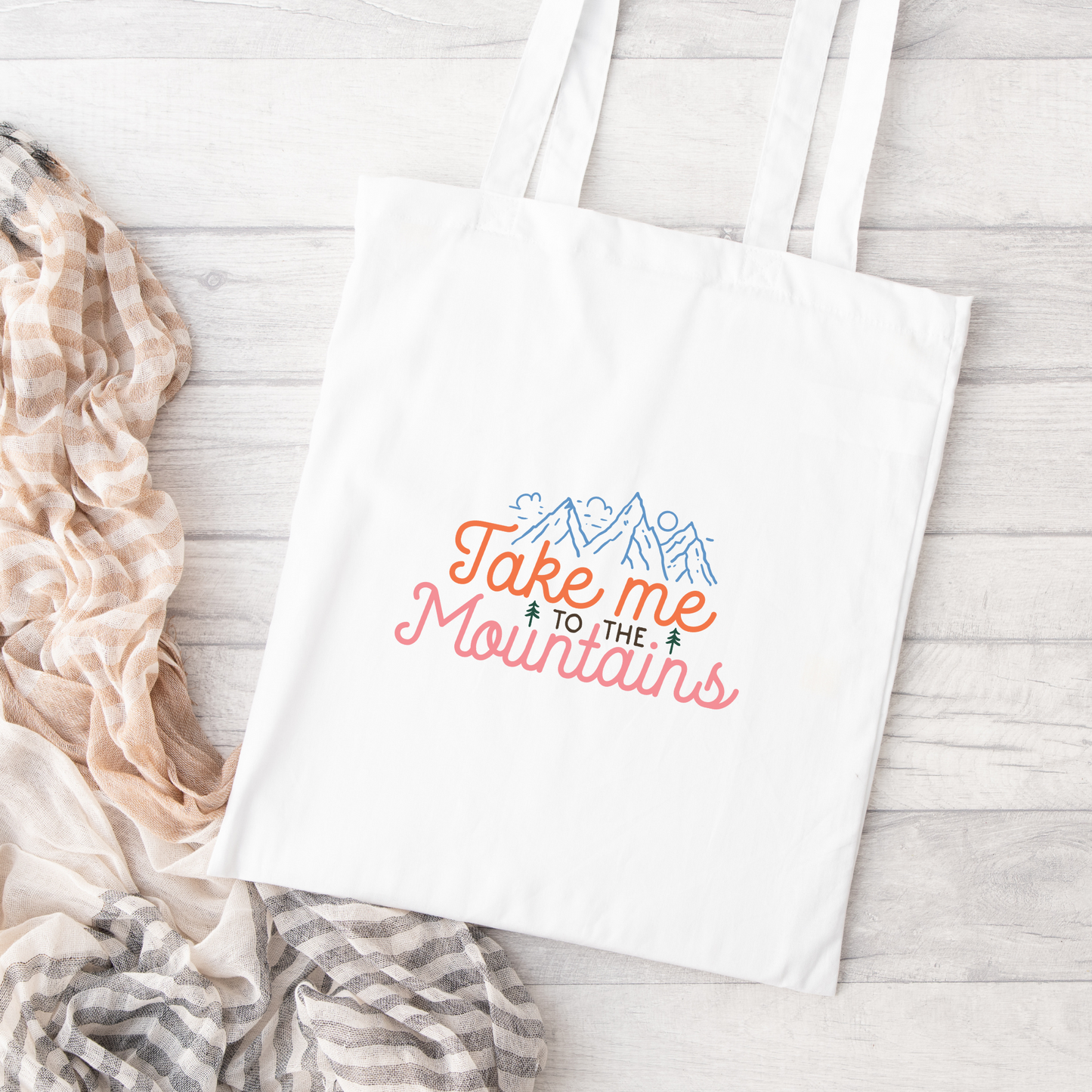 Take Me To The Mountains Tote Bag, Reusable Canvas Tote, Outdoors Tote Bag