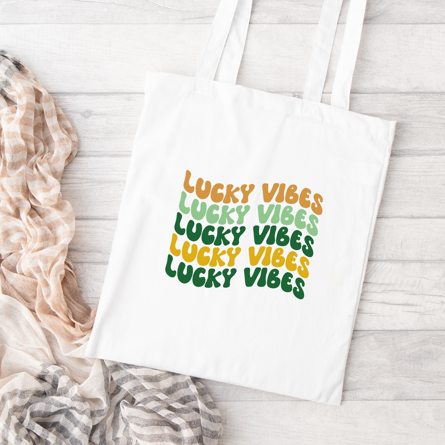 Lucky Vibes Tote Bag, Reusable Tote Bag, St Patricks Day Tote Bag