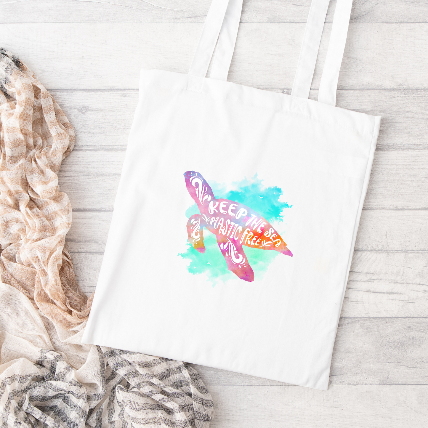 Keep The Sea Plastic Free Tote Bag, Sea Turtle Tote Bag, Reusable Tote Bag, Ocean Tote Bag