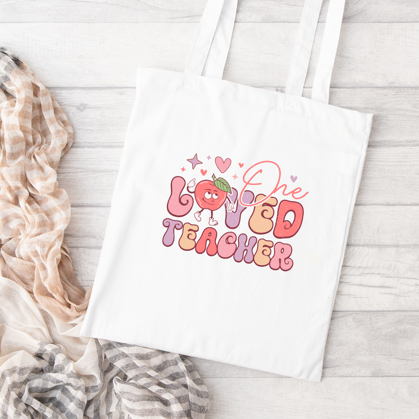 One Loved Teacher Tote Bag, Reusable Tote Bag, Valentines Day Tote Bag