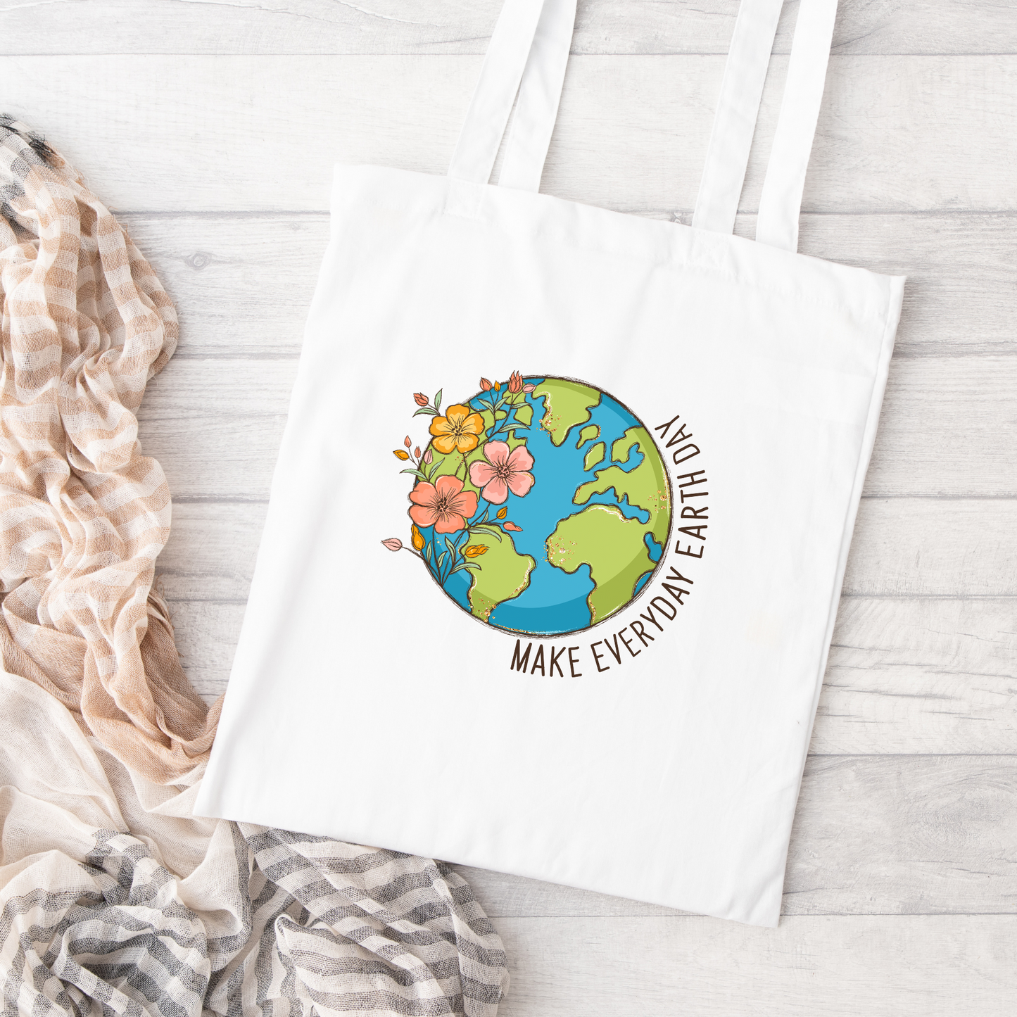 Make Every Day Earth Day Tote Bag, Reusable Canvas Tote