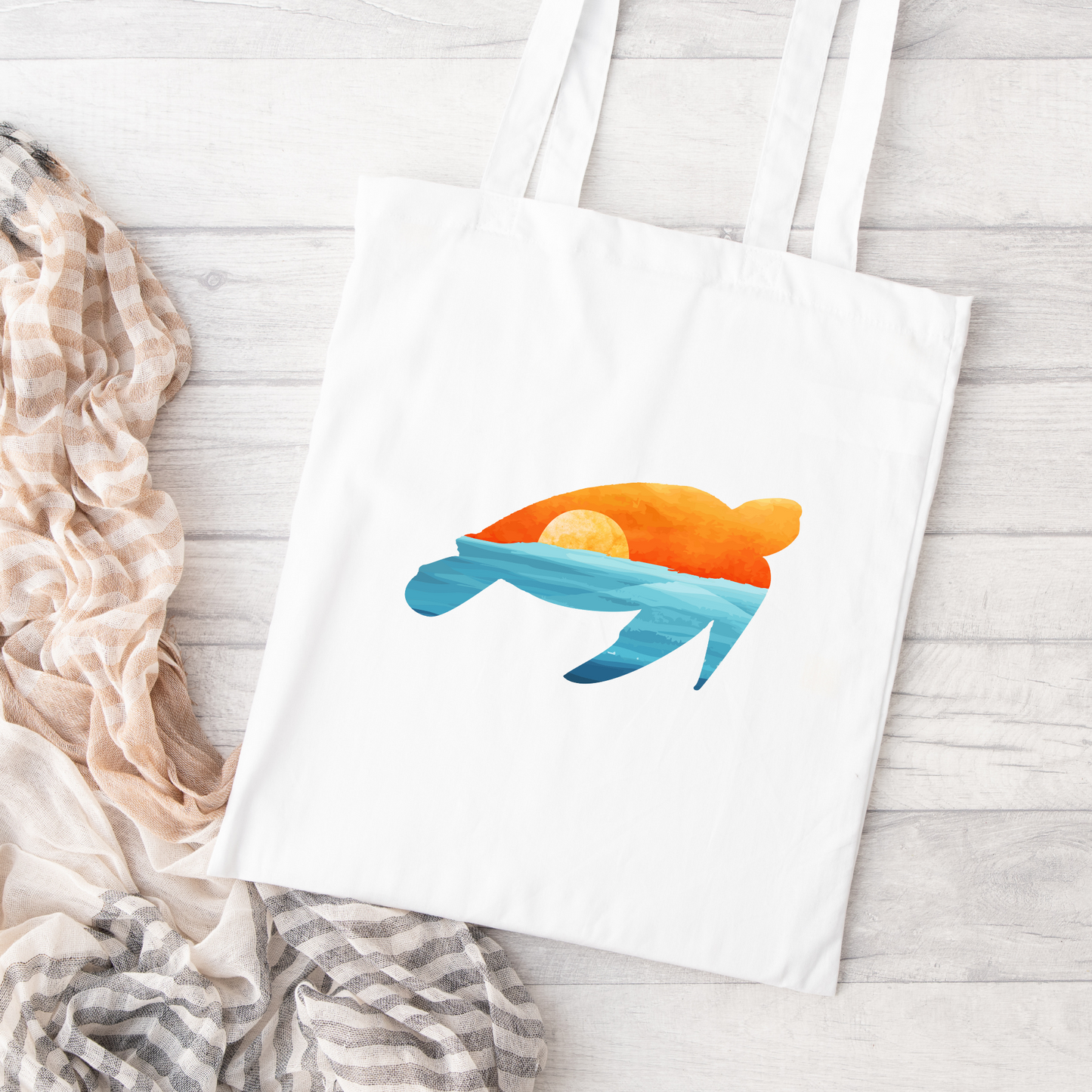 Sunset Sea Turtle Tote Bag, Reusable Tote Bag, Beach Tote Bag