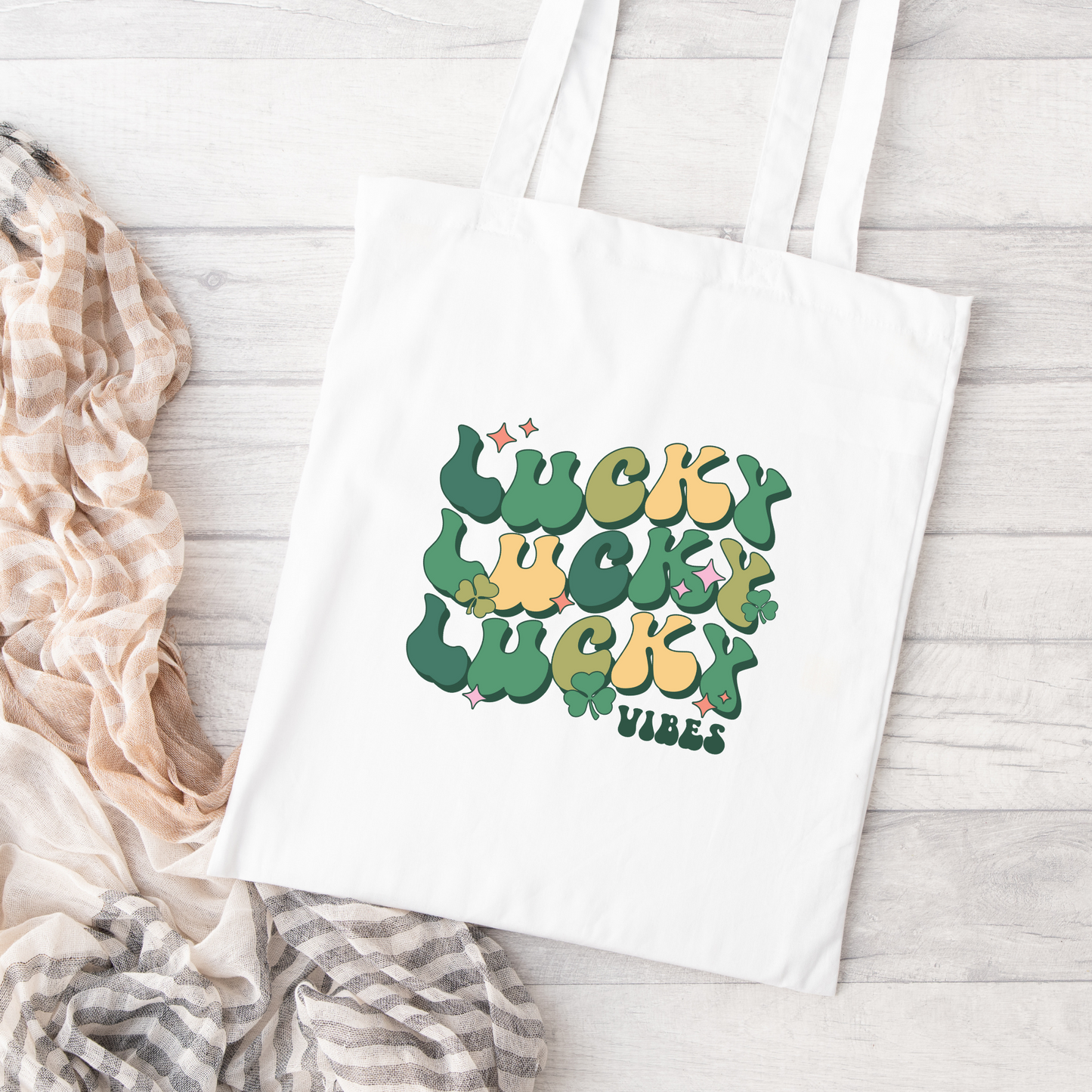 Lucky Vibes Tote Bag, Reusable Tote Bag, St Patricks Day Tote Bag