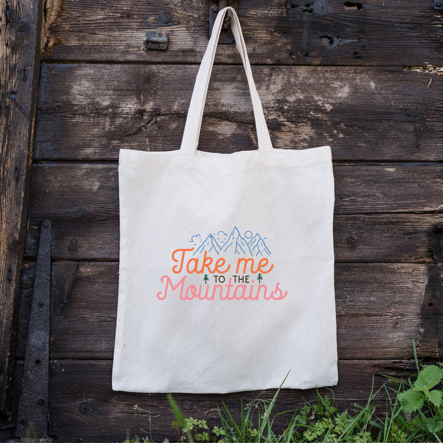 Take Me To The Mountains Tote Bag, Reusable Canvas Tote, Outdoors Tote Bag