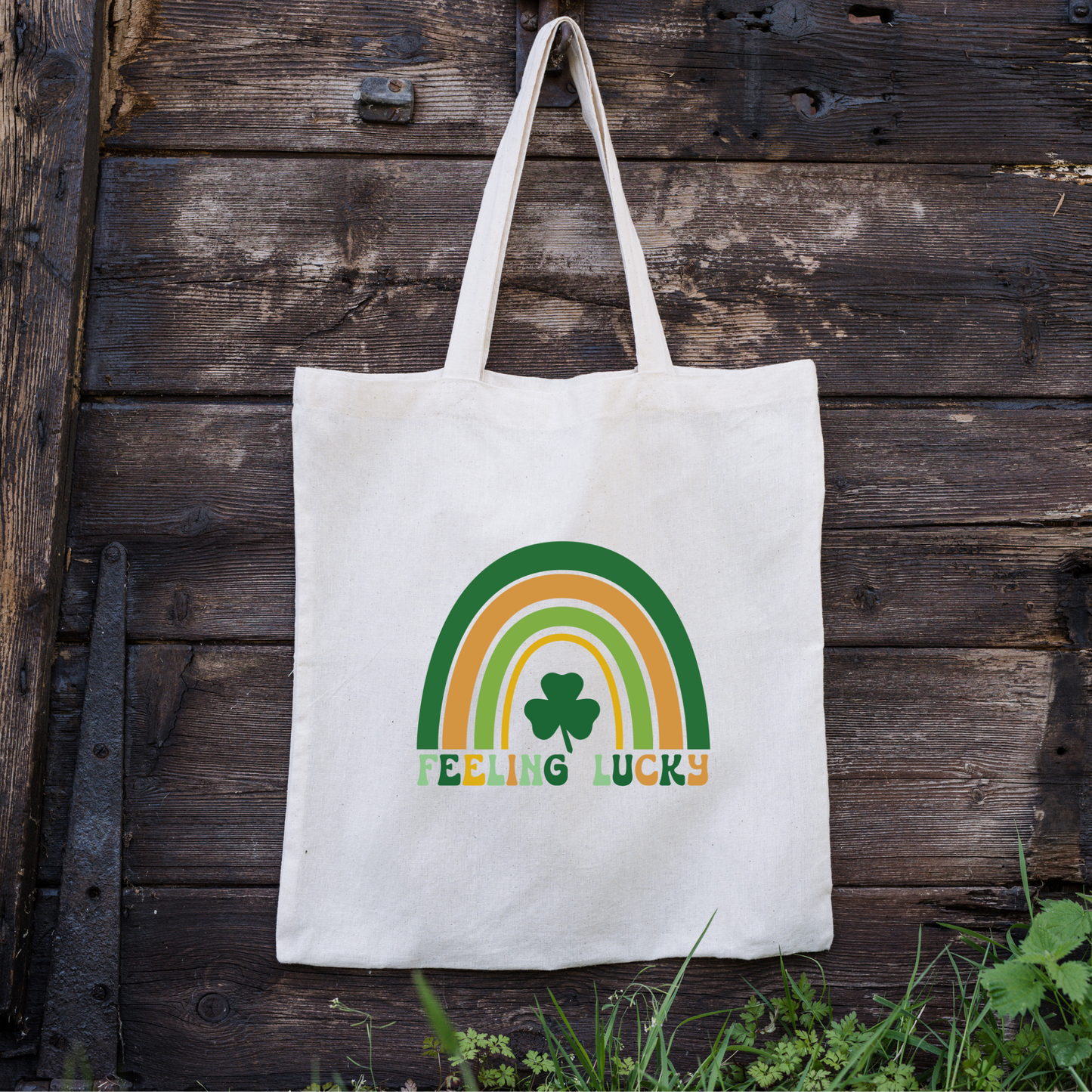 Feeling Lucky Rainbow Tote Bag, Reusable Tote Bag, St Patricks Day Tote Bag