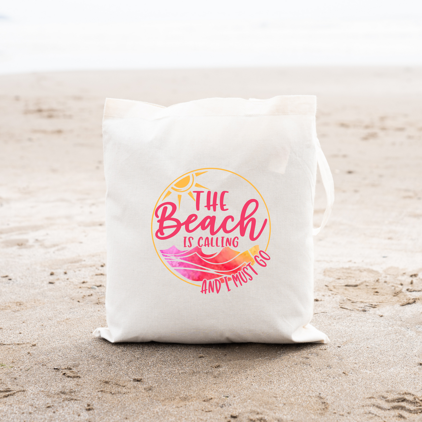 The Beach Is Calling And I Must Go Canvas Tote Bag, Reusable Canvas Tote, Beach Tote Bag, Ocean Tote Bag